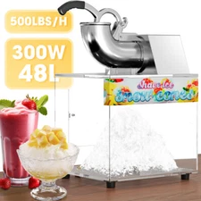 VNN 500LBS/H Commercial Snow Cone Machine Electric Ice Shaver Ice Crusher 48L