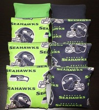 CORNHOLE BEAN BAGS made w Seattle SEAHAWKS Fabric 8 ACA Reg Toss Game Bags