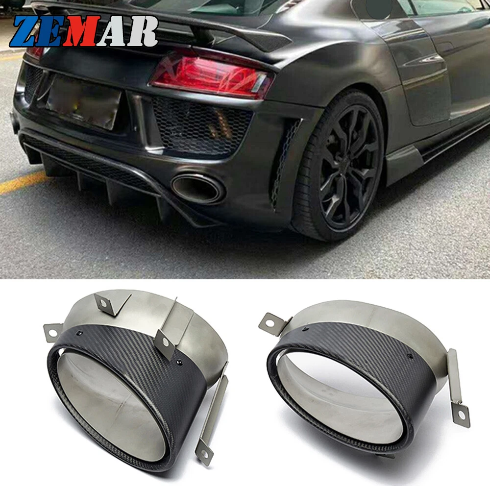 Car Akrapovic Exhaust Tips For Audi R8 V10 2010 2015 Carbon Fiber Muffler Pipes