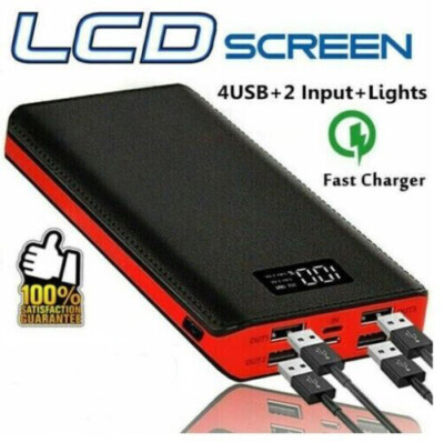 4USB Power Bank 10000mah Portable External Battery Backup Charger Fast Charging 