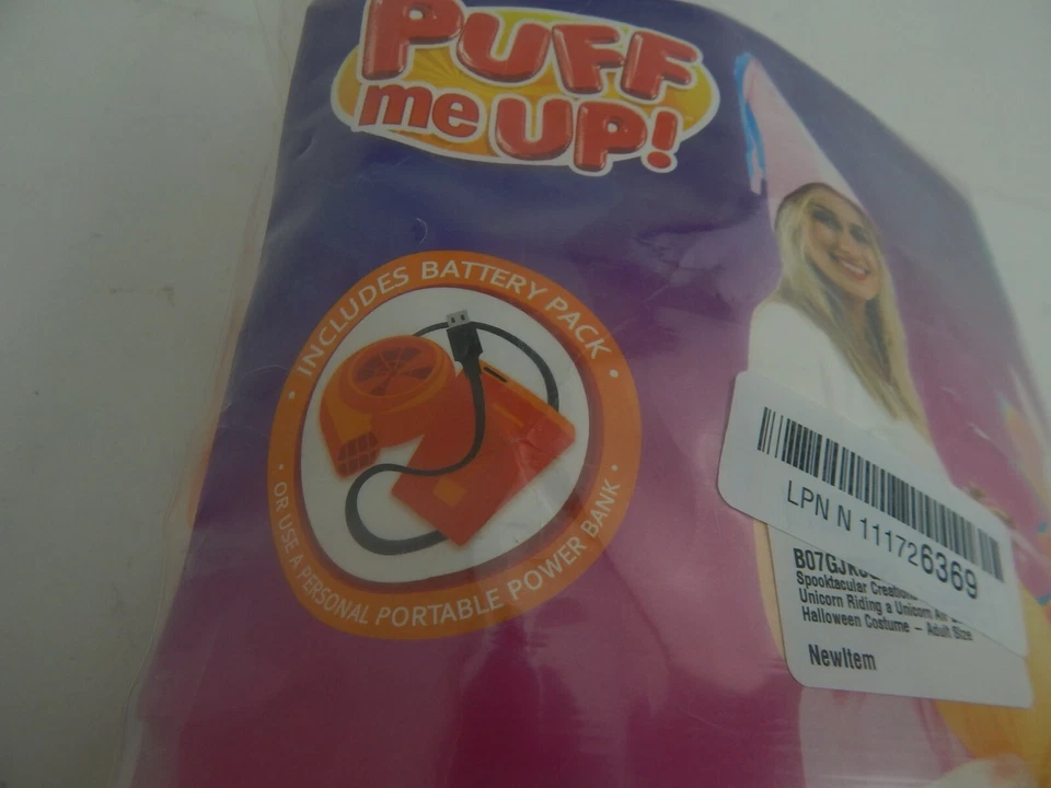 Disfraz inflable Puff Me Up Ride a Unicorn adulto talla única Spooktacular Foto 3 de 4