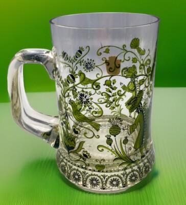 VERY RARE Nachtmann Germany, Handmade Clear & Green Crystal Beer Mug Stein, Tags
