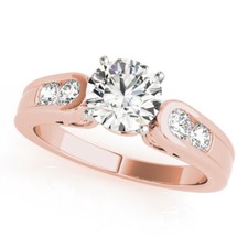 1.40 Ct Round Cut Real Moissanite Engagement Ring 14K Solid Rose Gold Size 8.5