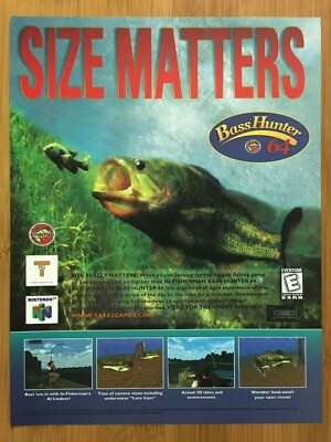 Bass Hunter 64 N64 Nintendo 64 1999 Print Ad/Poster Official Authentic Promo Art