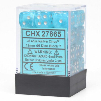 CHX27865 Chessex Dm5 Cirrus 12mm D6 Aqua/Silver (36)