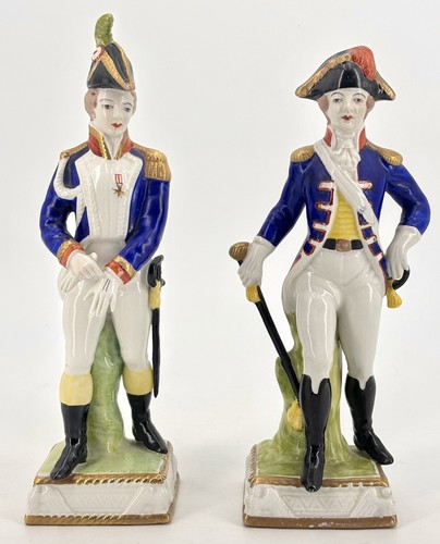 2 Modern Reproduction CERAMIC NAPOLEONIC SOLDIER ORNAMENTS Signed D mark