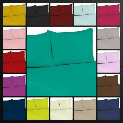 Plain Dyed Flat Sheets OR Matching Pillowcases 100%Polycotton Sheets All Sizes