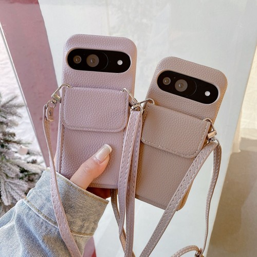 Crossbody Strap Card Leather Case For Google Pixel 9 8 Pro XL 7 6 9 Pro 8A Cover - Picture 2 of 20
