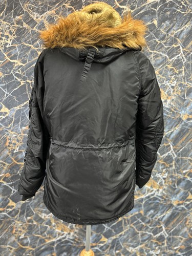 alpha industries Men’s Black Coat Fur Hood Size M Defect (REFR14) - Picture 3 of 4