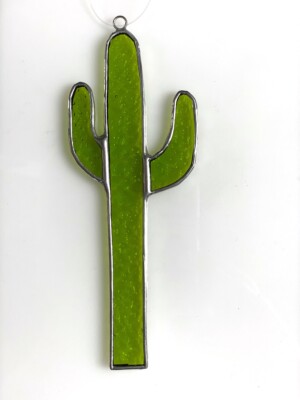 Cactus-Plant-New-stained glass-sun catcher-Handcrafted-Hand Made-L 6.25 xW 2.25 