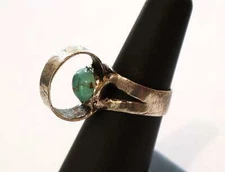 Unique Native American Vintage 6.4 grm Sterling & Kingman Turquoise ring sz 6.5