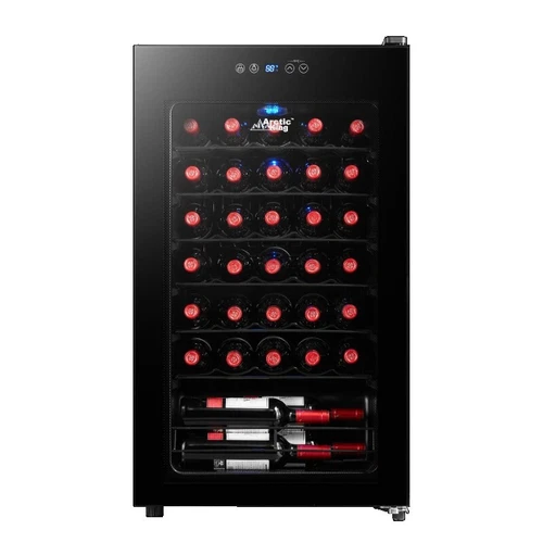 Premium 34-Bottle Standard Wine Cooler Glass Door Beverage Refrigerators New