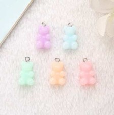 Cute Pale Pastel Gummy Bear Charm with Eye Pins 10mm x 16mm 