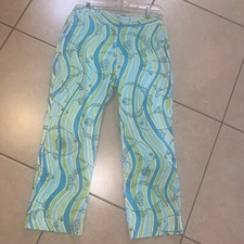 Vintage Y2K Lilly Pulitzer Capri Crop Pants Sz 6 Blue Koi Fish Cotton Stretch