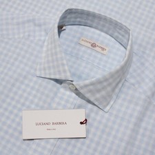 Luciano Barbera NWT Casual Button Down Shirt Size M in Blue  White Check Cotton