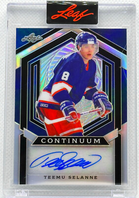 TEEMU SELANNE SIGNED 2023 LEAF METAL CONTINUUM 8/23 AUTOGRAPH HOCKEY CARD #MC-31
