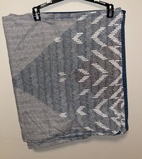 INK IVY 100 Cotton Storm Blue Boho Geometric Pattern KING Pillow Shams Set Of 2