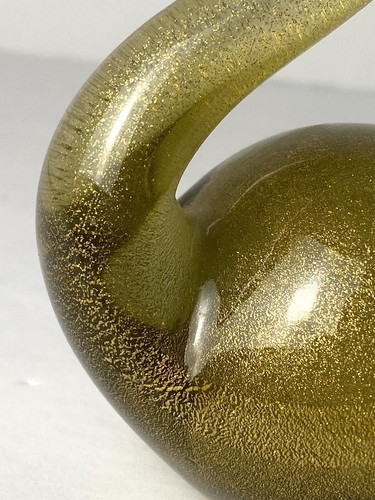 Vintage Murano BARBINI Swan Art Glass Figurine Gold Polveri Sommerso 5.5" GLOWS - Picture 13 of 22