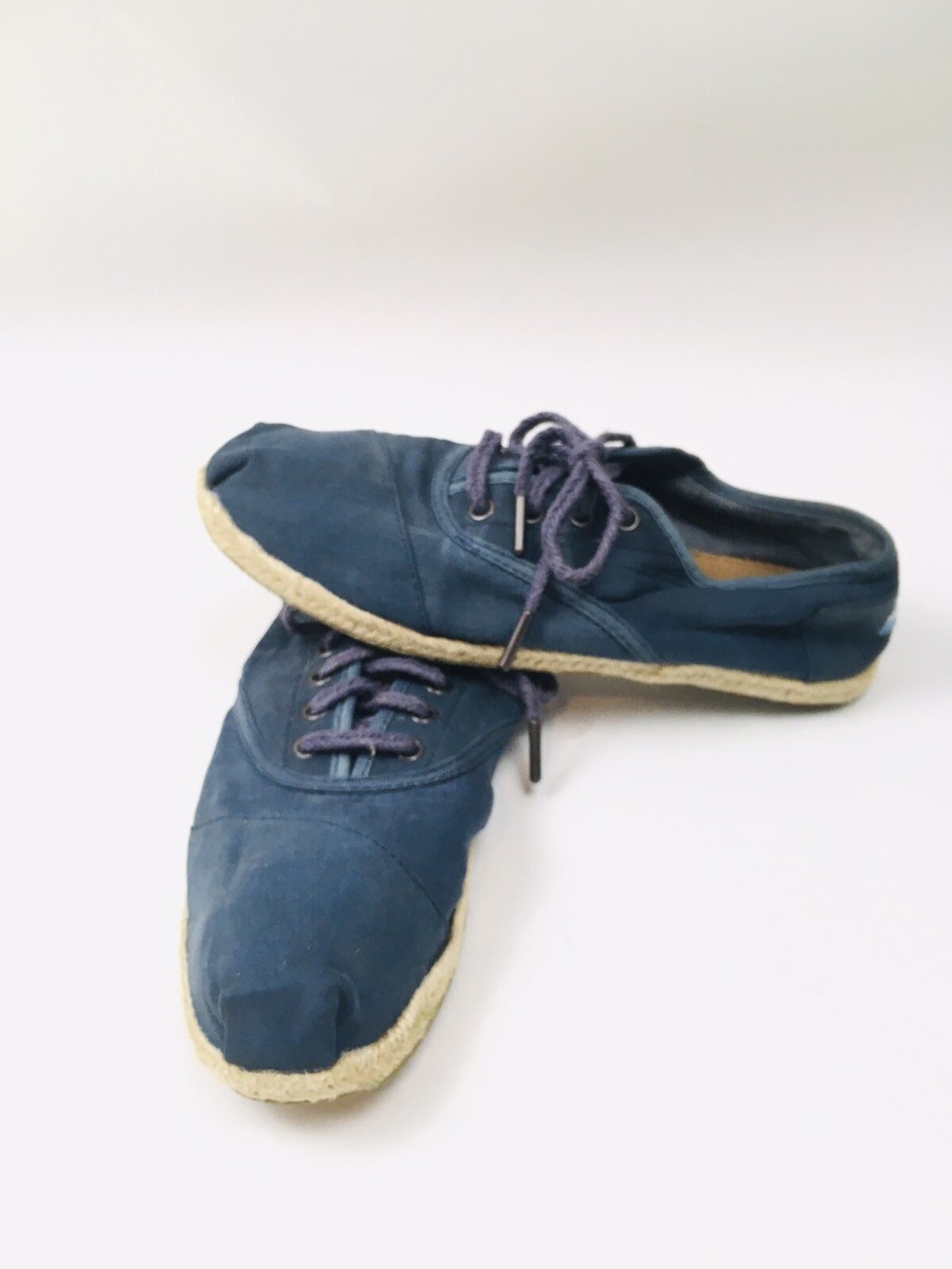 TOMS Shoes Women's Size Blue, Tie, Canvas Sneakers Low-Cut