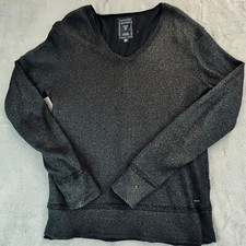 Guess Mens Sweater V-Neck Heather Black XL