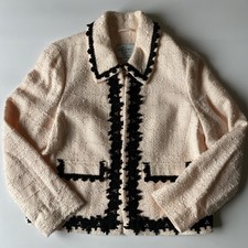 Madison Ave Kate Spade Pink & Black Boucle Tweed Jacket Blazer Sz 12 Uk 16 Bnwot