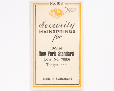 Vintage Original Newall Mainspring No. 7080 for 10s N.Y. Standard Pocket Watches