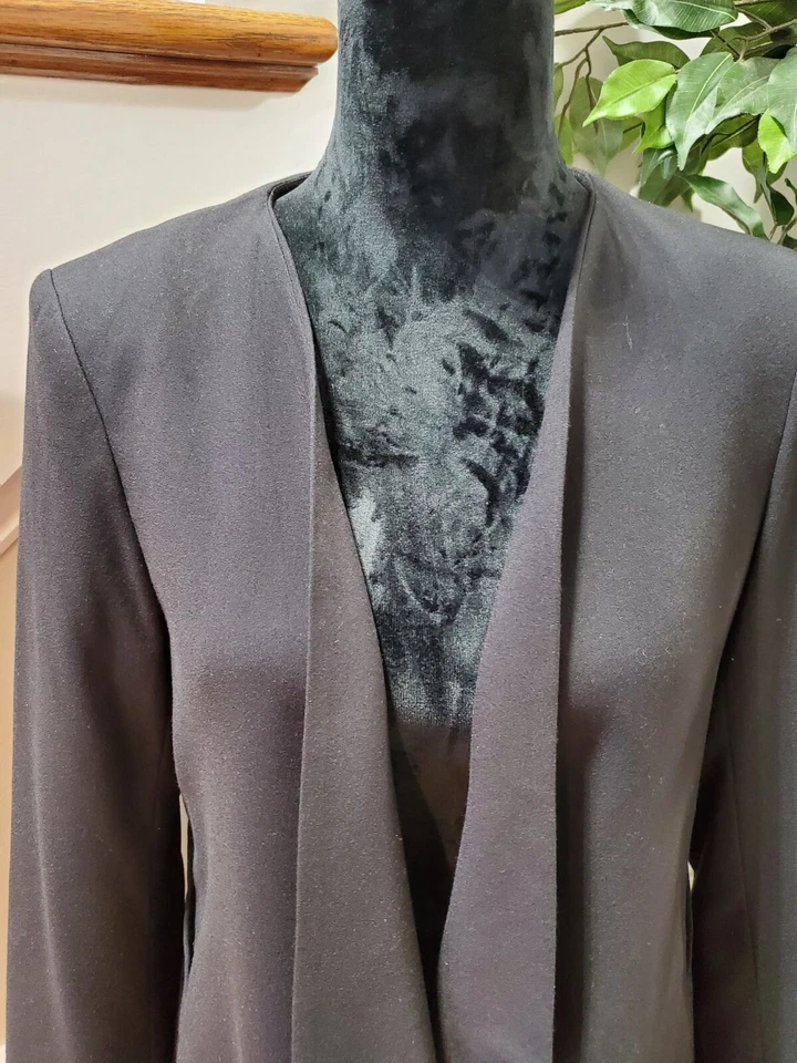 Blazer para mujer Katherine Barclay negro poliéster manga larga frente abierto talla M Foto 2 de 4