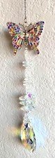 Multicolor Crystal Golden Butterfly Jeweled Suncatcher Window Sun Hanging New