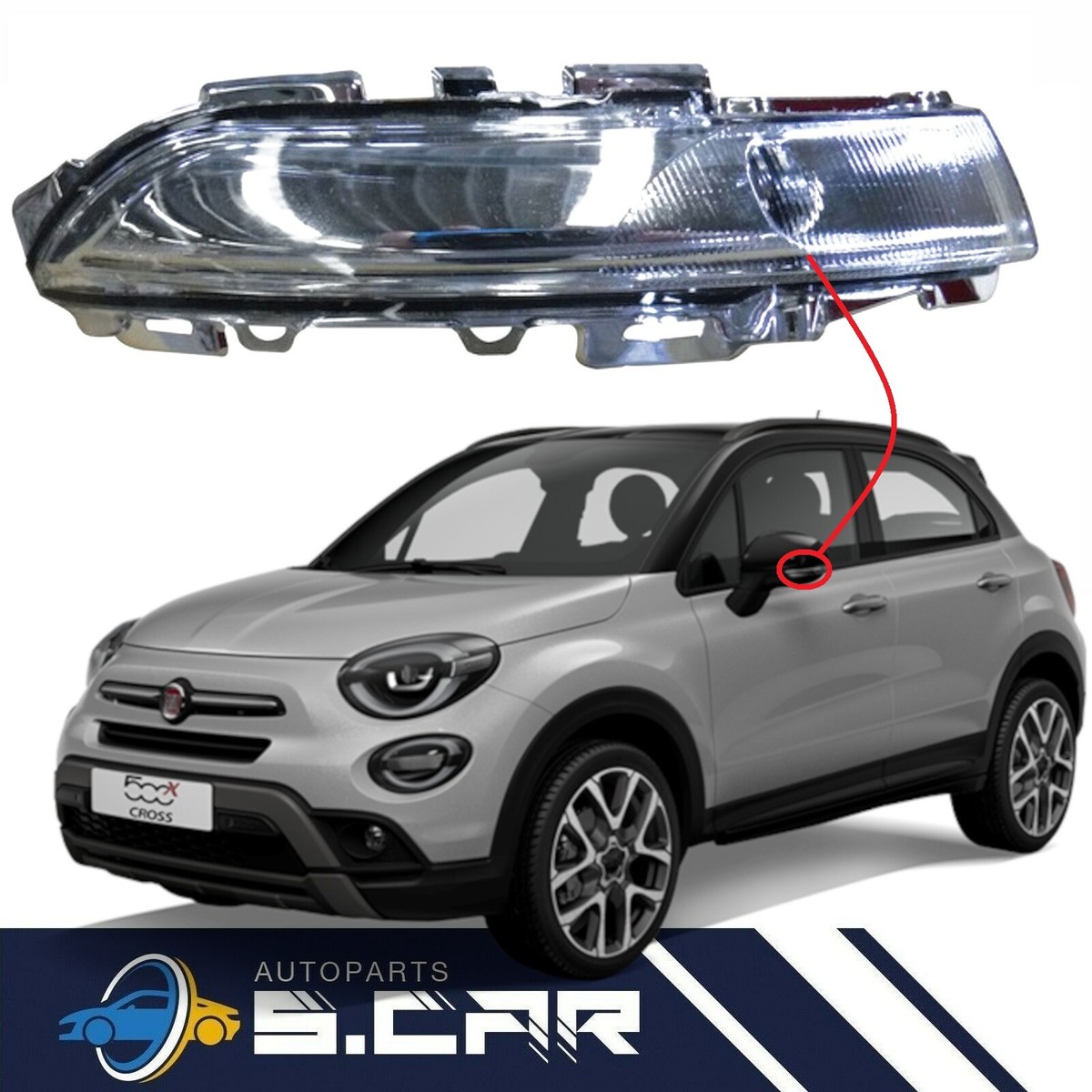 Fanale Freccia Specchio Retrovisore Sinistro Per Fiat 500X | Aftermarket Compatibile Dal 2015 Freccia Sinistra Fiat 500X - Foto 7
