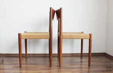 2 Poul Volther Teak dining chairs Esstisch Stuhl Papierkordel 60er Dänemark