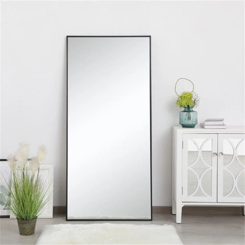 Elegant Decor Eternity 60" x 30" Contemporary Metal Frame Mirror in Black - Picture 2 of 12