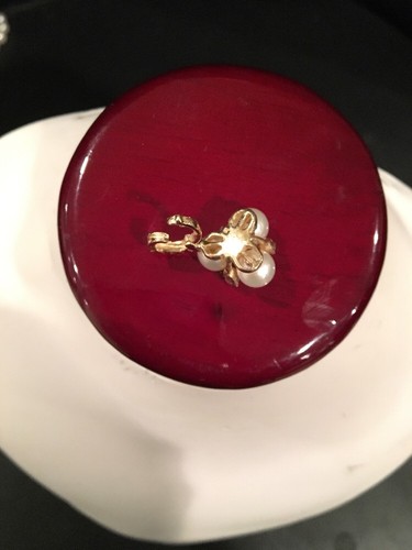 14k Gelbgold Perlenverstärker Anhänger mit echten Diamanten - Bild 7 von 8