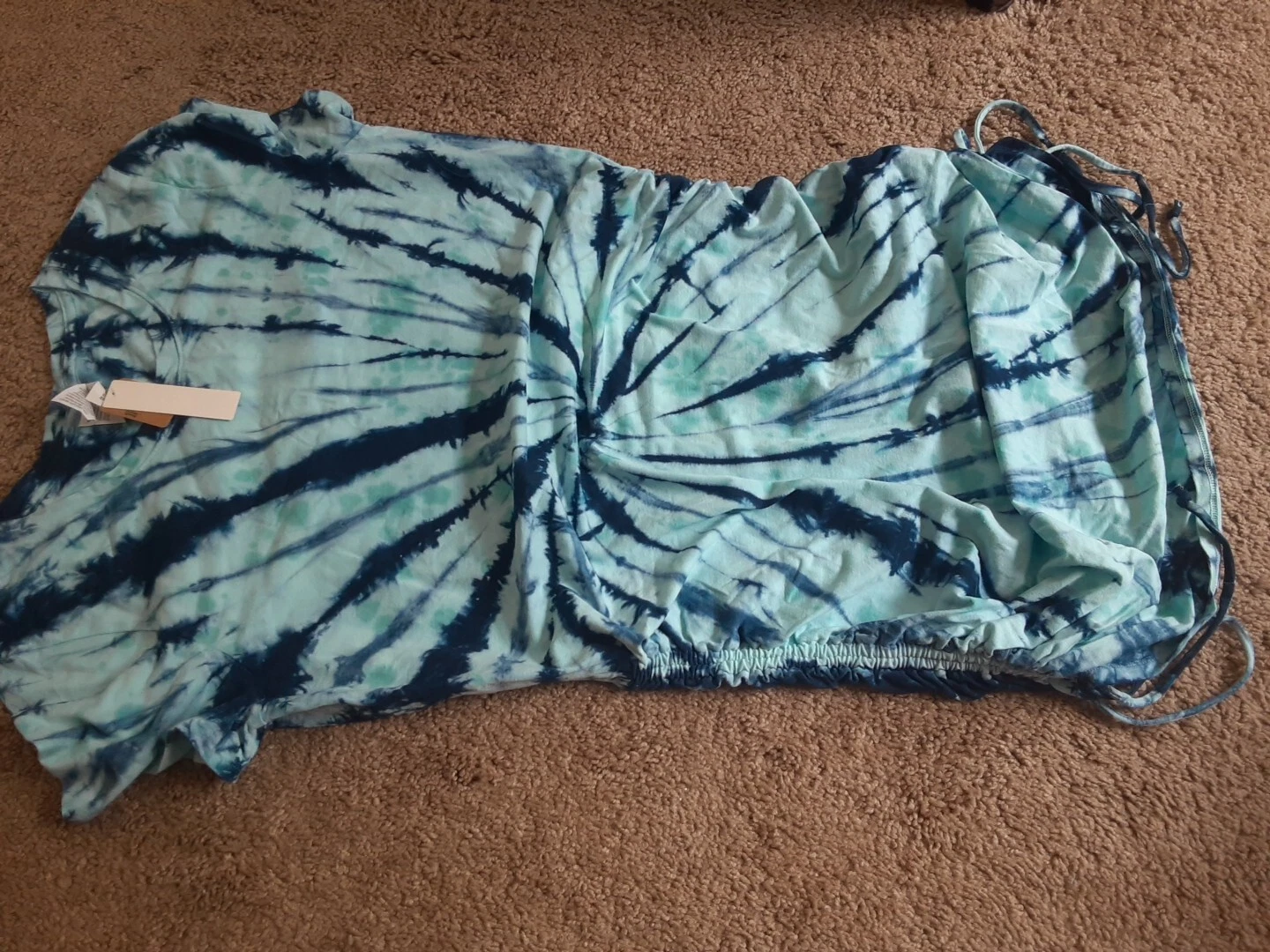 UNDERCOVER Abito Victorias Secret ROSA Tye Dye Turchese Spirale Increspato L HTF Nuovo