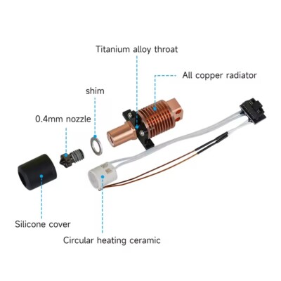 Ceramic Heating Copper Radiator Upgraded Hotend Kit For Bambu Lab P1P P1S