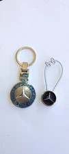 Vintage 2 Mercedes  Benz Car Key Medal Key Chain 3D Logo Solid Metal 2 Sizes