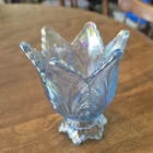 Fenton Art Glass Tulip 2-Way Candle Holder-Blue Opalescent
