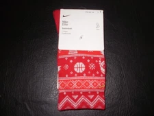 NIKE ELITE BASKETBALL HOLIDAY RED CREW CUSHIONED SIZE YOUTH 10C-3Y