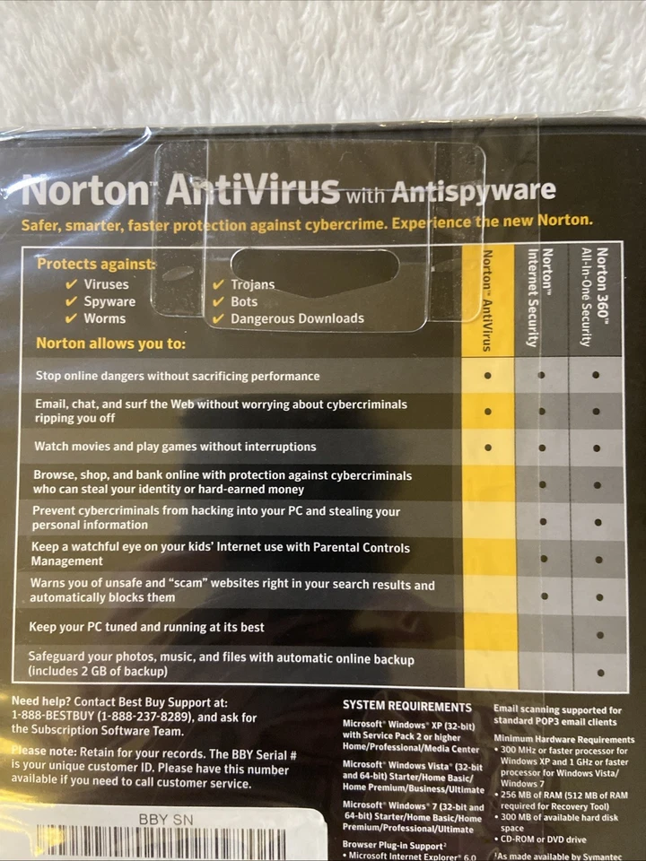 Norton Antivirus Antispyware Internet Security Windows 7 Vista XP New Sealed - Image 4 of 4