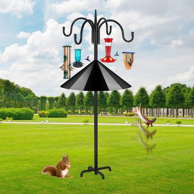 Heavy Duty Shepherds Hook Squirrel-Proof Bird Feeder Pole 92'' Four Hooks 5-Prong
