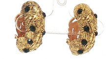 Vintage Poggi Gold Tone Clip-On Earrings Braided Textured Design