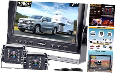 Dual RV Backup Camera System Upgraded: No Lag Easy Installation Plug and Play 