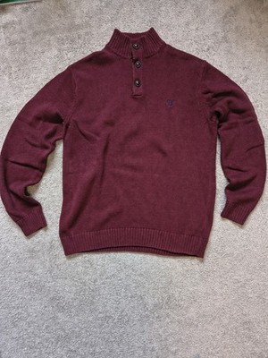 Chaps Sweter Dunkel Rot Herren Pullover Gr. L 100% Baumwolle Top Zustand