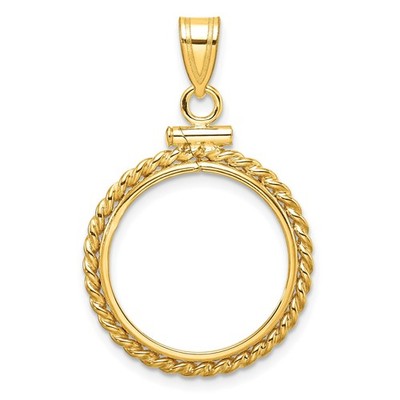 2,50 $ klassischer Kopf Viertel Adler Münzeinfassung 18 mm Seil Schraubverschluss 14k Gelbgold