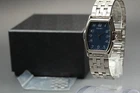 Vintage 1998 Exc+5 Seiko V701-5220 Navy Blue Tonneau Quartz Mens Watch JAPAN