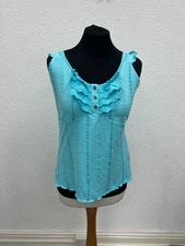 Per Una Vest Top Size 14 Womens Sleeveless Boho Broderie Anglaise Y2K