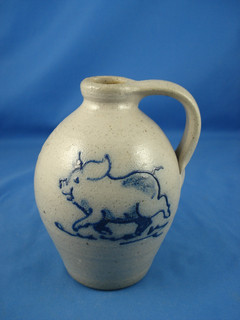 Vintage 1987 Rockdale Union Stoneware Jug Running Pig