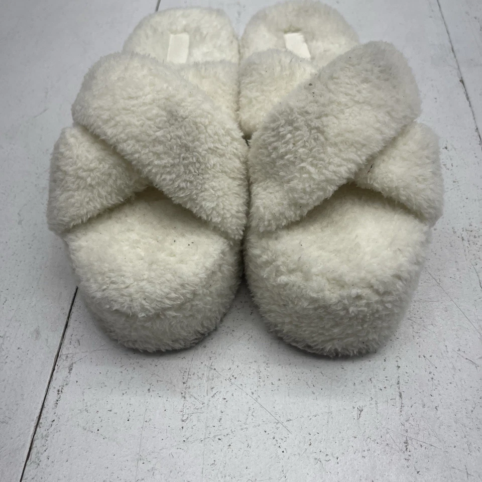 Zapatillas ROSA Victoria's Secret blancas Sherpa correa cruzada plataforma para mujer 9-10 L Foto 3 de 4