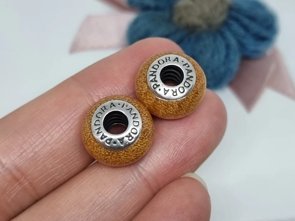 Genuino Pandora Plata y Pau Amarelo Madera Dije X 2 💕925 ALE Retirado 2014 Foto 4 de 4