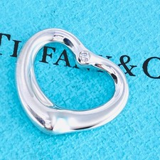 Ciondolo Tiffany & Co. cuore aperto diamante 0,05 ct top 22,4 mm argento 925 ...