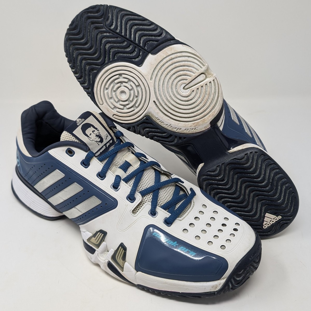 Adidas Barricade 7 Novak Pro Tennis Shoes Men's Size 12 Navy Blue